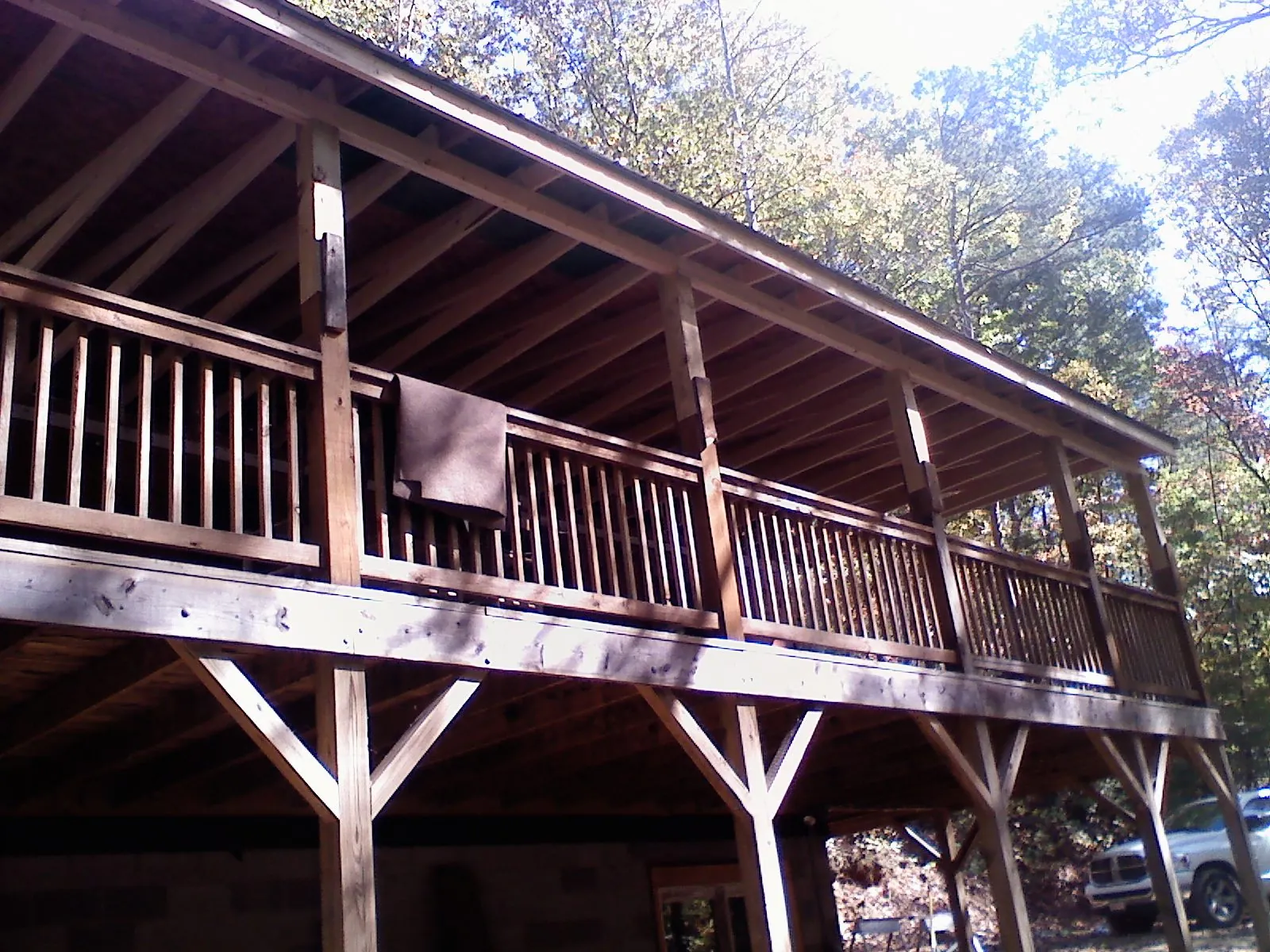 Timber framing under a new elevated porch and deck — Roof Leak Repair in Cleveland by Roofing Brothers
